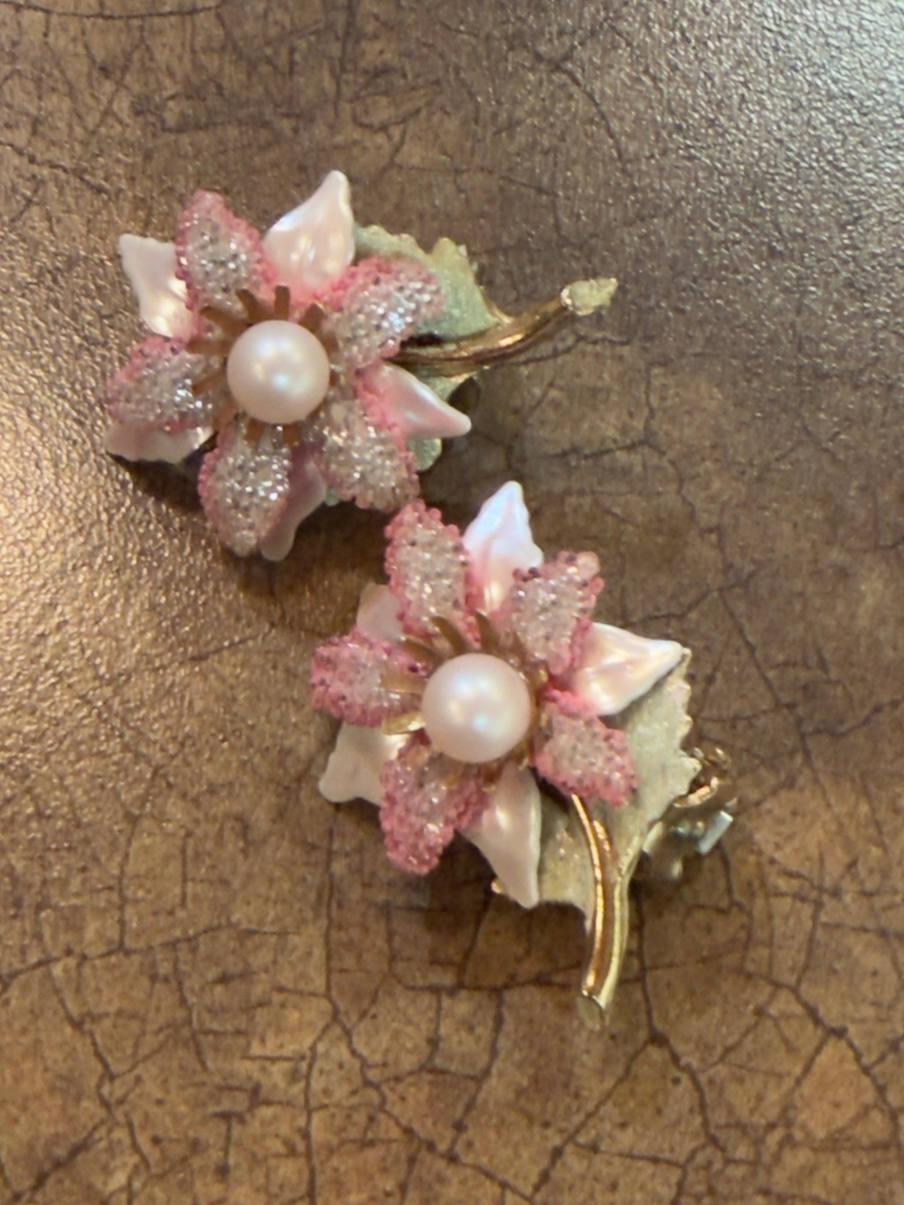 Pink Pearl Flower Clip-On Earrings - Women Jewelry